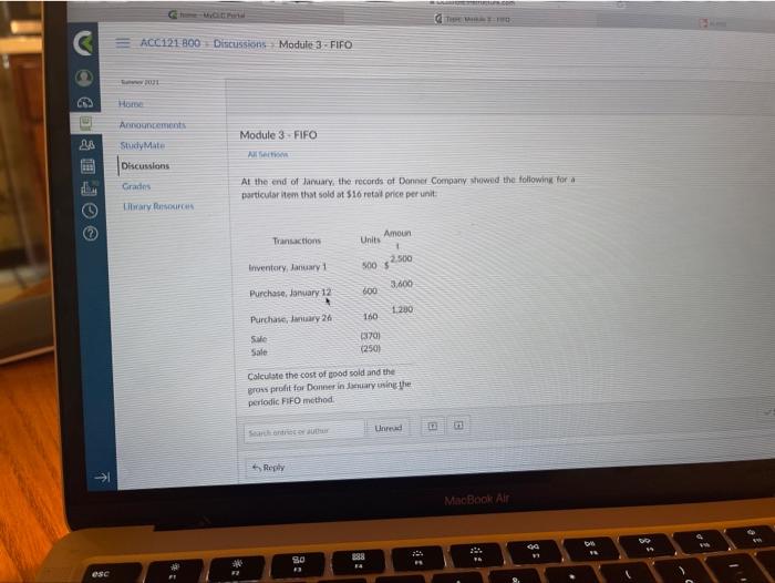  TH C ACC121 800 Discussions Module 3 - FIFO U Home