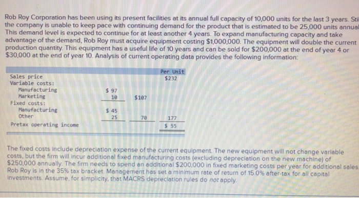  2Please answer question 5-8b. Rob Roy Corporation has been using its