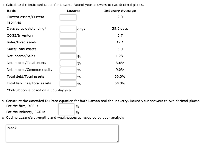 its industry averages follow. Lozano Chip Company: Balance Sheet as of December
