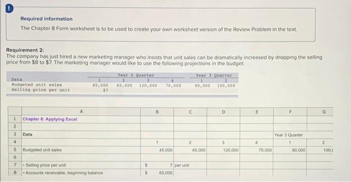 with excel formulas please! Required information The Chapter 8 Form worksheet is