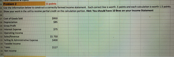 construct a Balance Sheet using the correct format. Each line will be