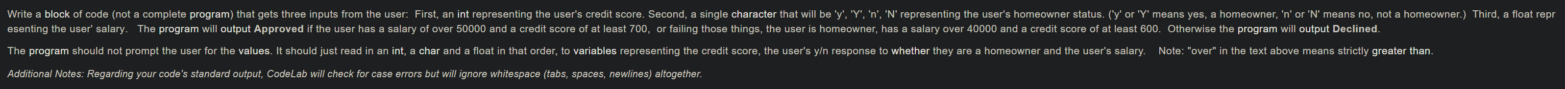 Code is C++ Problem is a two parter, 1a and 1b: Please