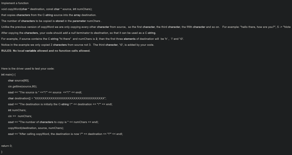provide code for function itself and full program. Additional Notes: Regarding your