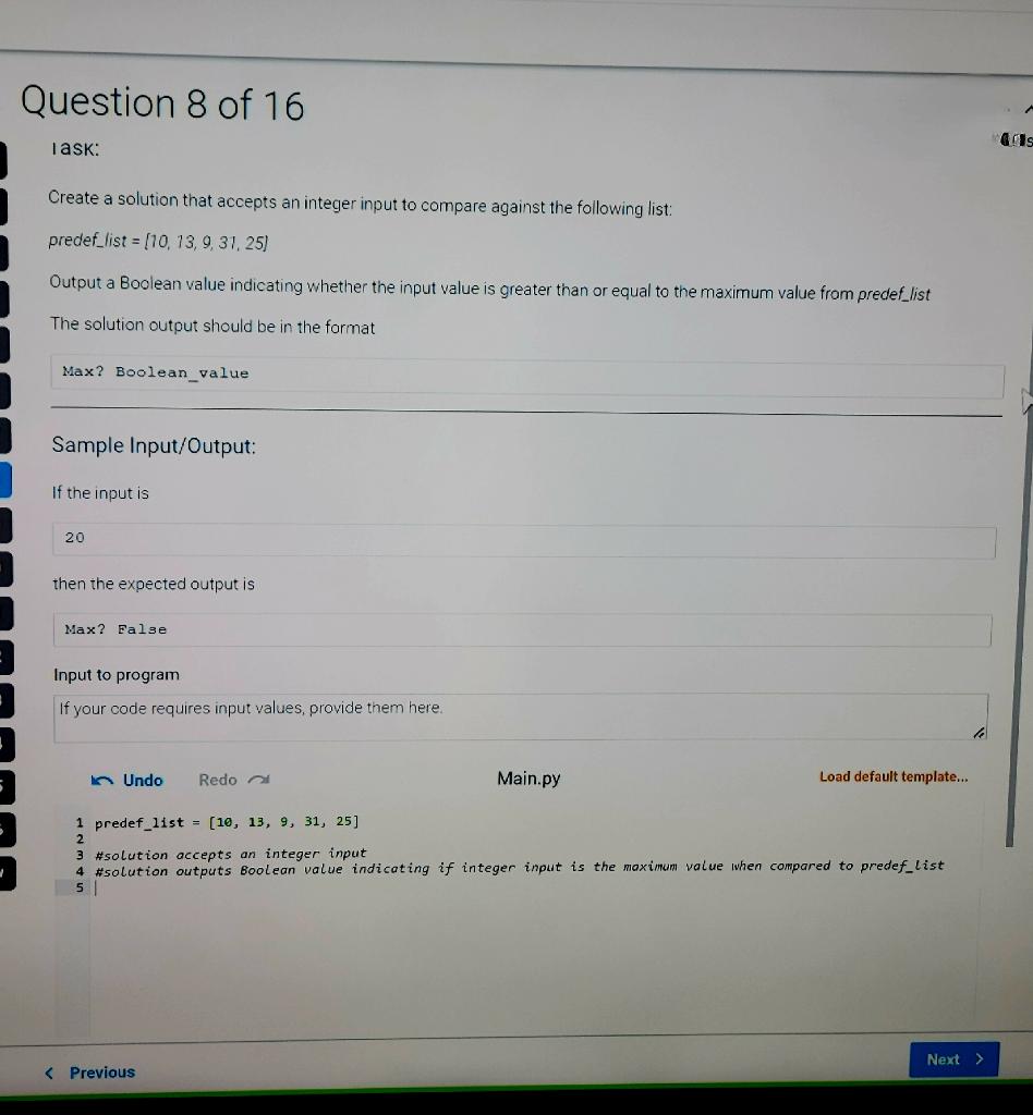  I ASK: Create a solution that accepts an integer input to