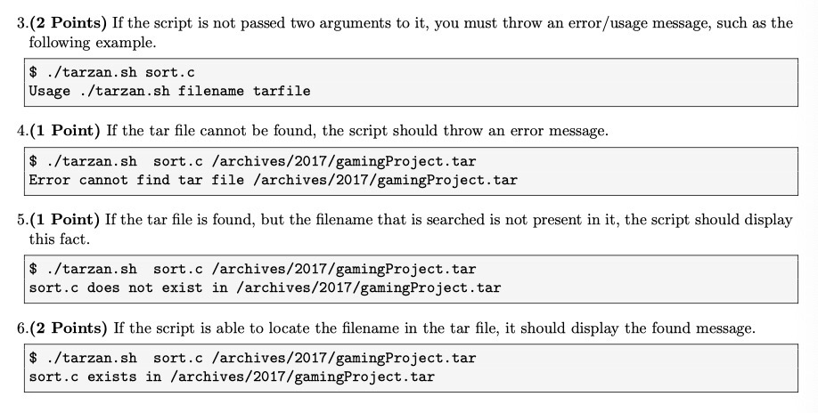 (8 Points) In class we explored the tar command that can be