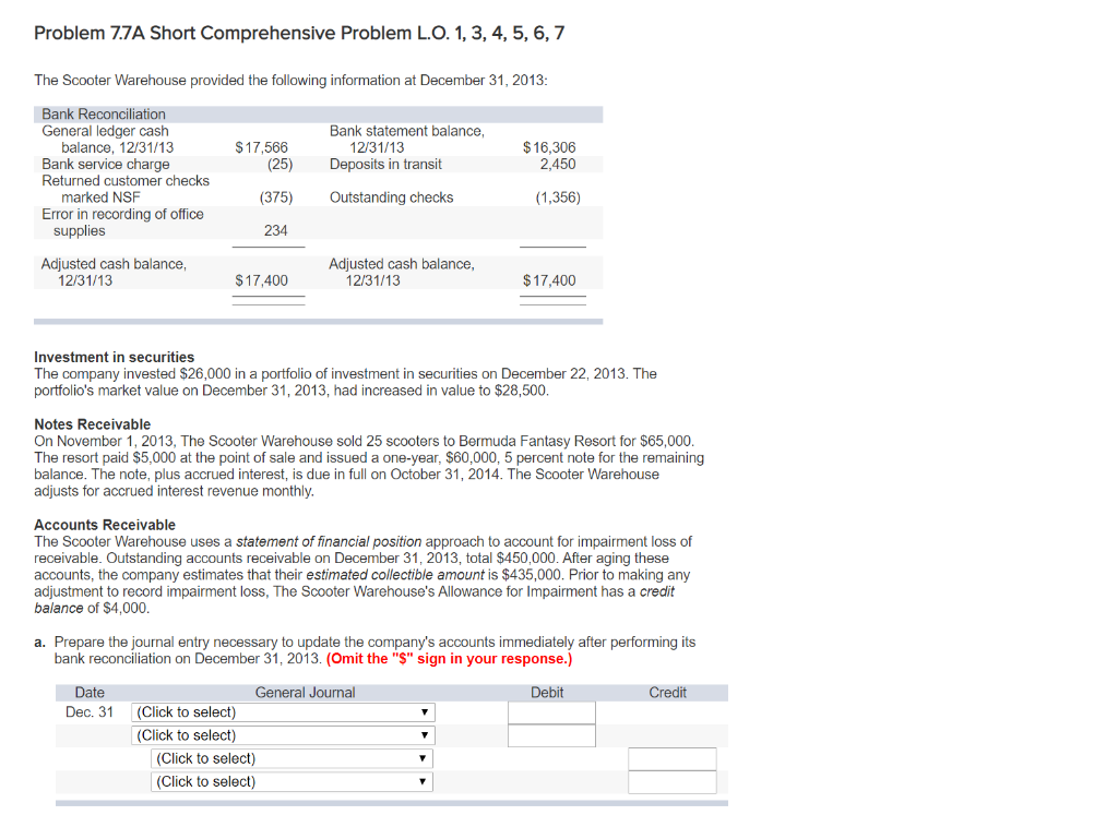  Problem 7.7A Short Comprehensive Problem L.O. 1, 3, 4, 5, 6,