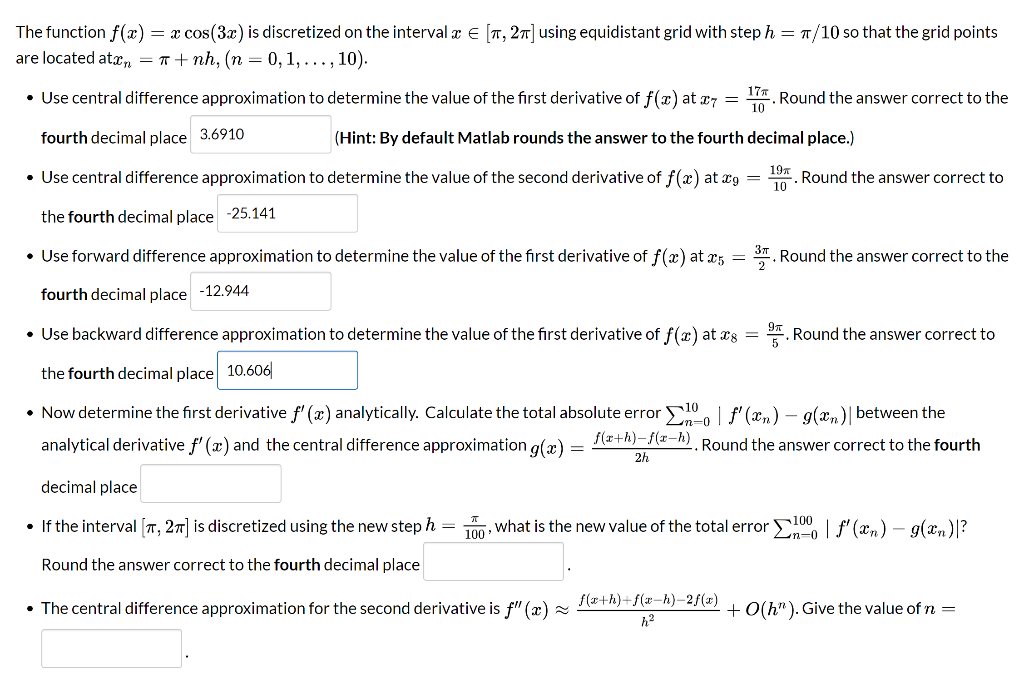 I need help with the questions from: Now determine the first derivative