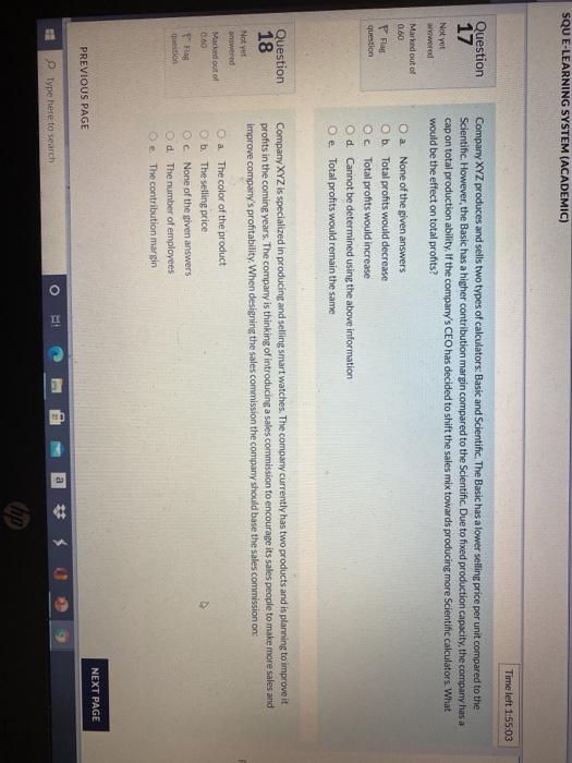  SQU E-LEARNING SYSTEM (ACADEMIC) Time left 1:55:03 Question 17 Not yet