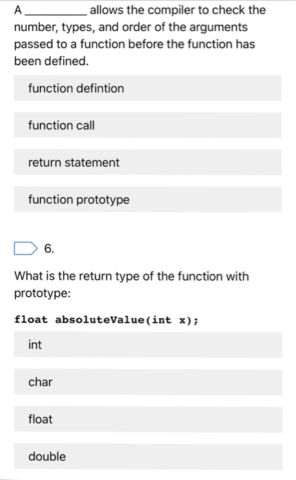 of an expression back to the calling function. statement in a function