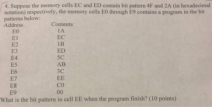  4. Suppose the memory cells EC and ED contain bit pattern
