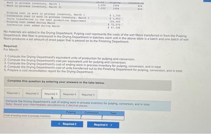 from the Pulping Department. Wet fiber is processed in the Drying Department