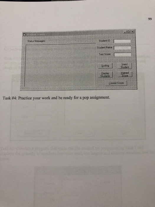 sorting. Task wo: Listen to and take notes during the lab demonstration