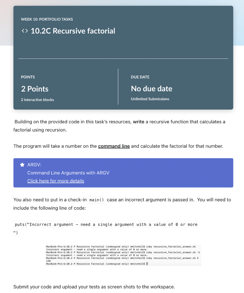 Building on the provided code in this tasks resources, write a recursive