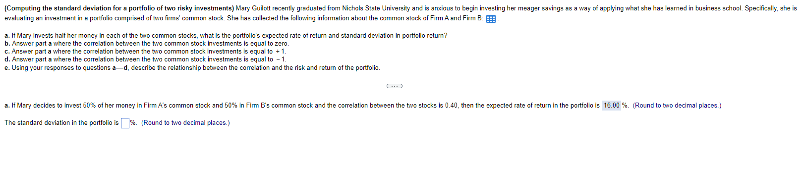 Could someone please help solve part 2 in excel? (The standard deviation