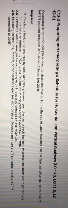  E13-3 Preparing and Interpreting a Schedule for Horizontal and Vertical Analyses