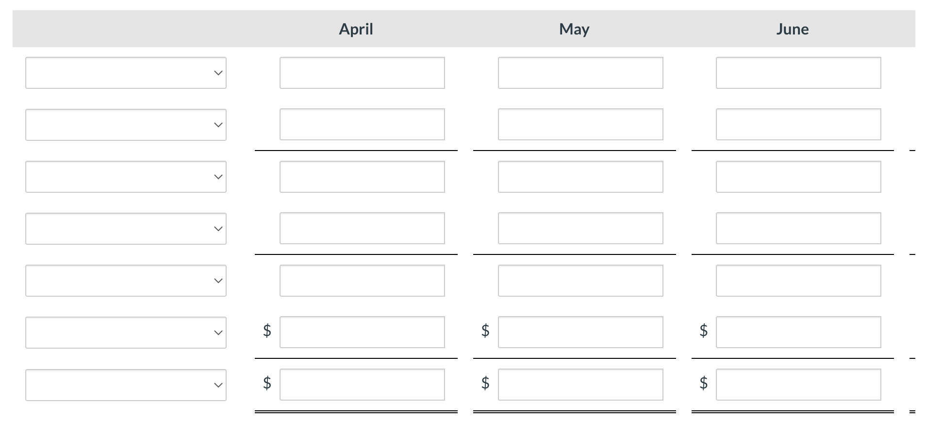 preparing the master budget. The sales manager has given Charles the following