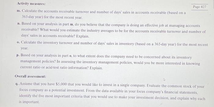 reviewing throughout this term. Required: Liquidity: a. Calculate working capital, the current