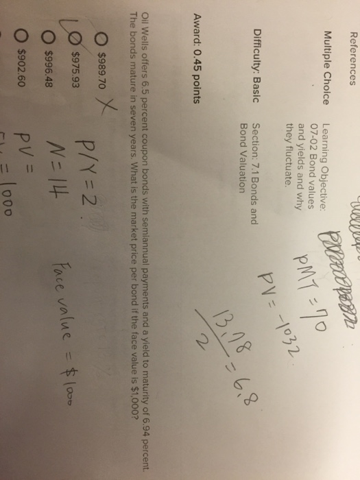  References Multiple Choice Learning Objective 07-02 Bond values and yields and