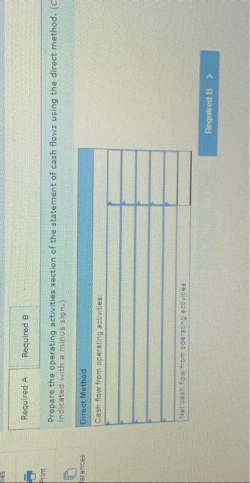 of determining cash flows from operating activities LO 12-1, 12-2 The followng