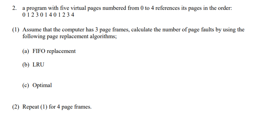  a program with five virtual pages numbered from 0 to 4