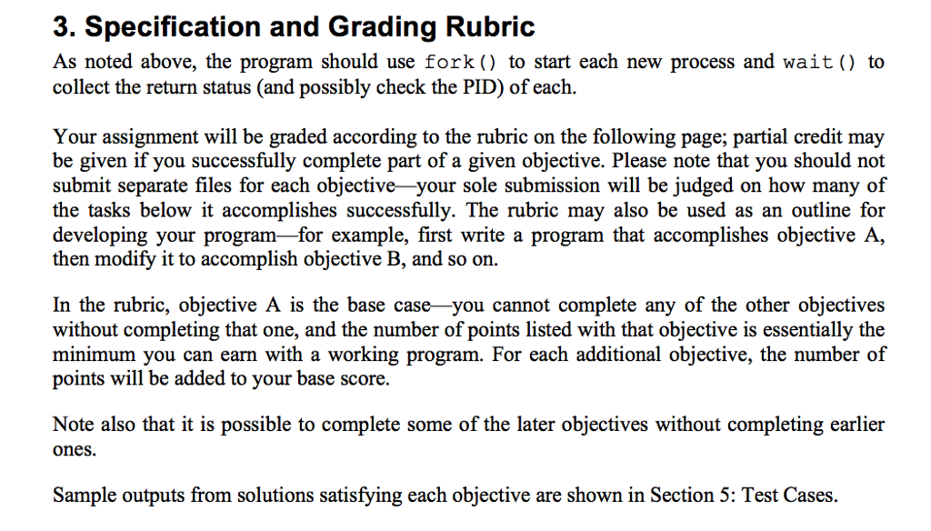  3. Specification and Grading Rubric As noted above, the program should