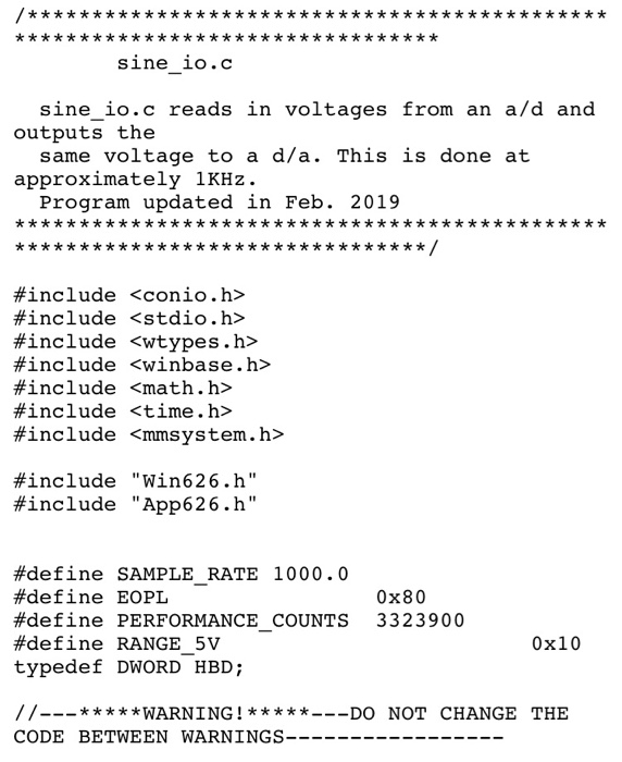a 20Hz sine wave with an amplitude of 1V (rms) through ADCO