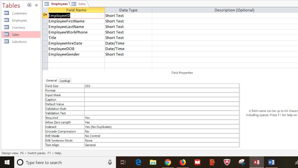 4-22 a. Go to the Relationships screen and connect the five tables,