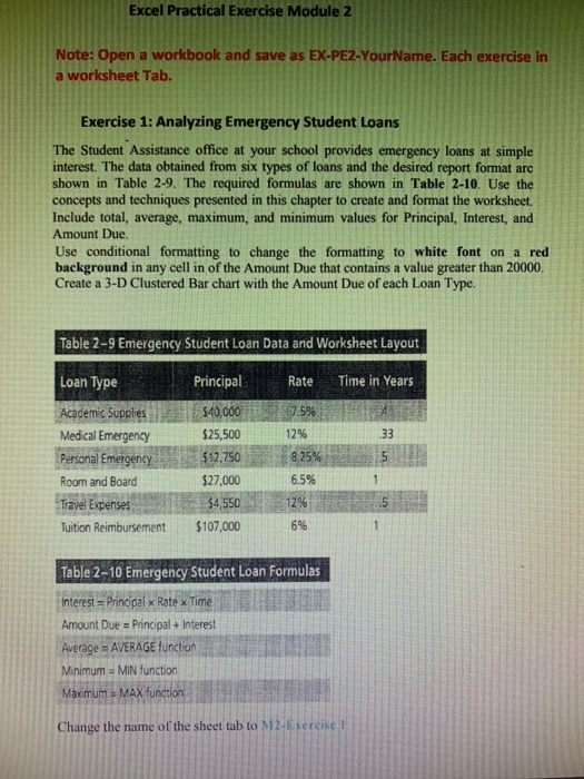  Excel Practical Exercise Module 2 Note:Open a workbook and save as