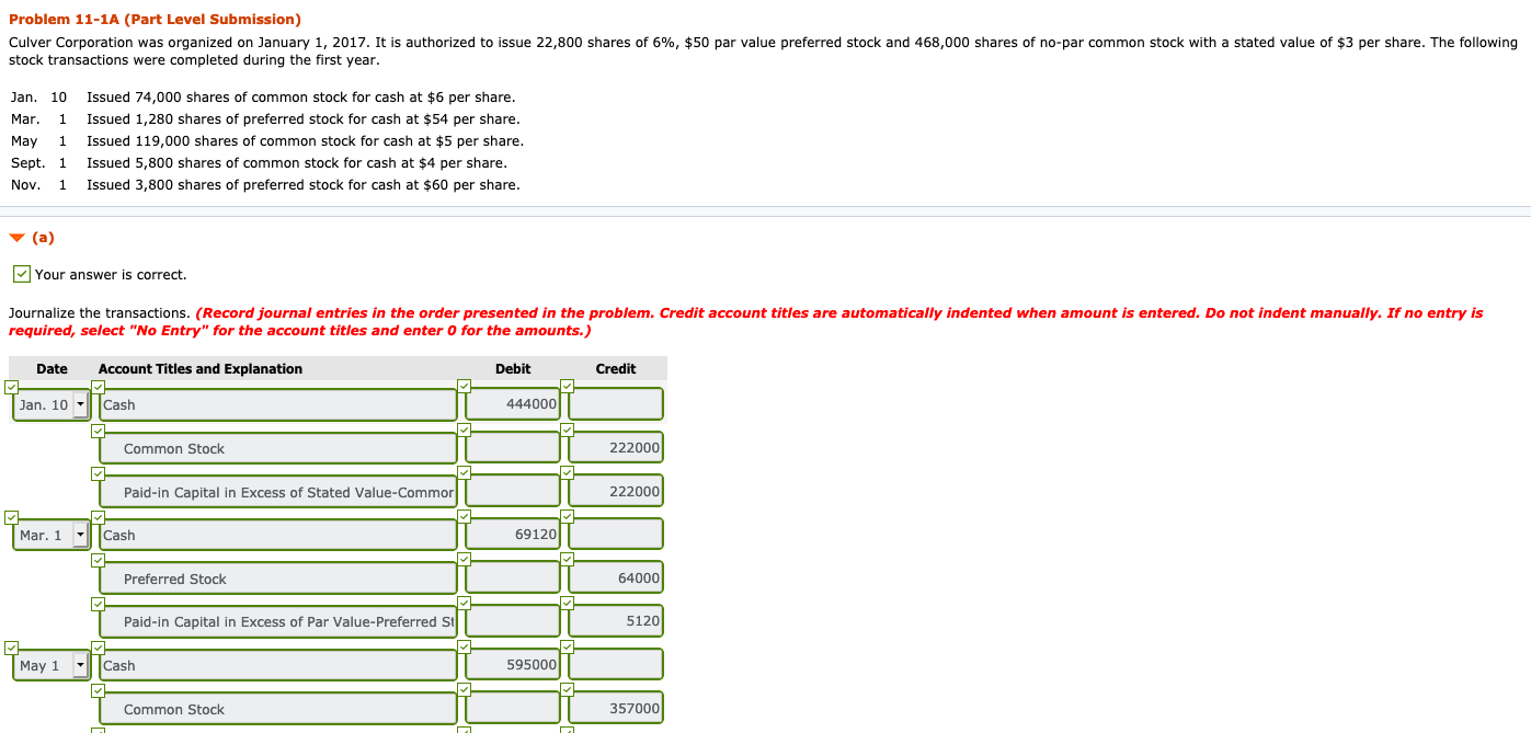 Need help with part C Problem 11-1A (Part Level Submission) Culver