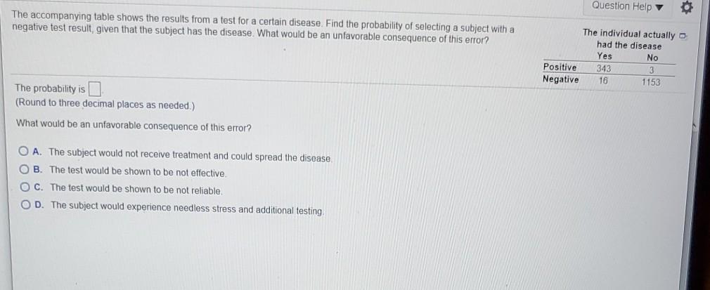 Please help me solve this Question Help The accompanying table shows