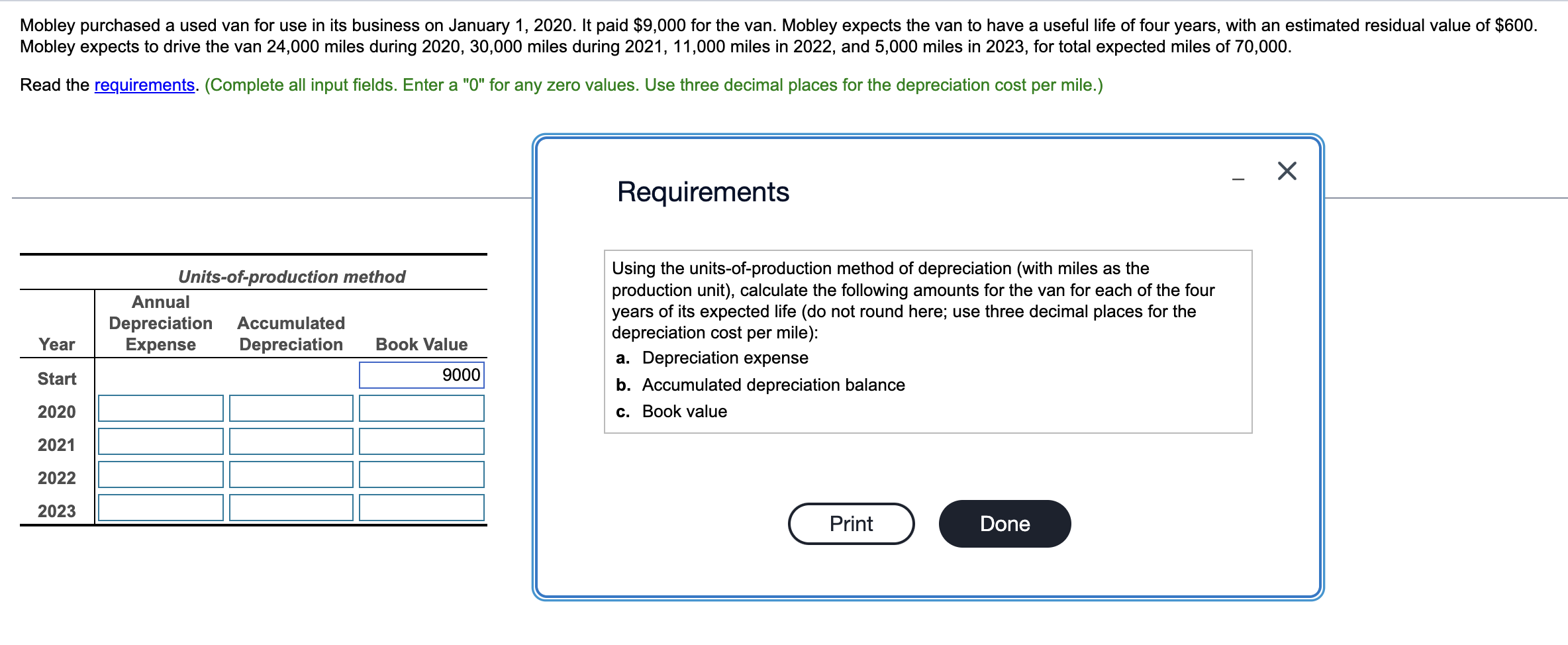  Mobley expects to drive the van 24,000 miles during 2020,30,000 miles