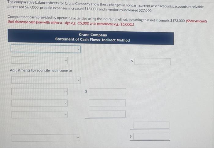 Please Help me with this question. Thank you The comparative balance sheets