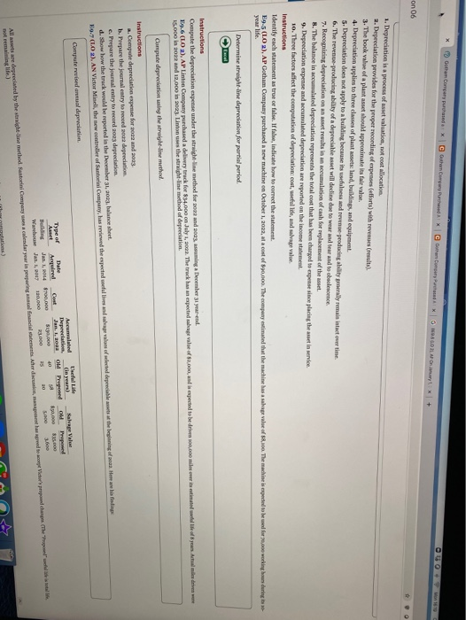  question- E9.5 on 06 1. Depreciation is a process of est