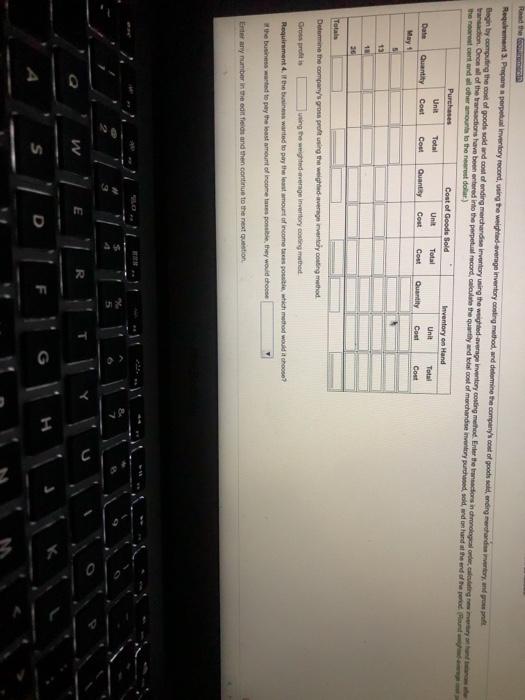 costing method, and determine the company's cost of goods sold, ending merchandise