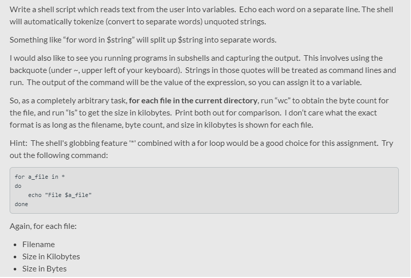 BASH SCRIPT Write a shell script which reads text from the user
