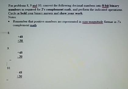  For problems 8,9 and 10, couvest the following decimal numbers into