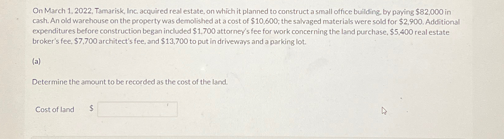  On March 1,2022, Tamarisk, Inc. acquired real estate, on which it