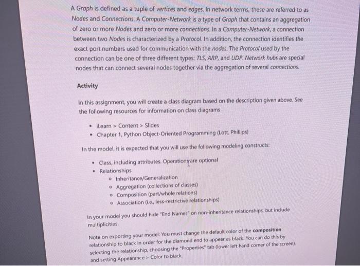 make a class diagram based off the description in the first paragraphthis