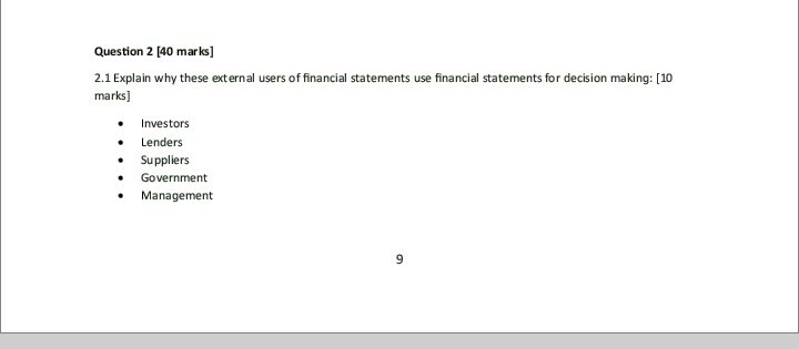  need full information of question 2 Question 2 (40 marks] 2.1