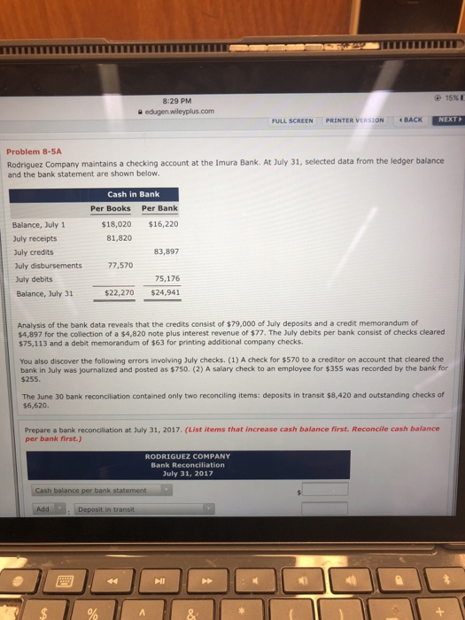  Problem 8-5a Ive filled in a few. Any help will be