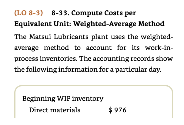 Please when you answer use the Excel attachment! (LO 8-3) 8-33. Compute
