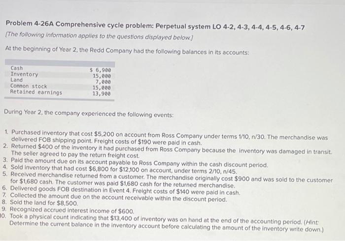  Problem 4-26A Comprehensive cycle problem: Perpetual system LO 4-2, 4-3, 4-4,4-5,