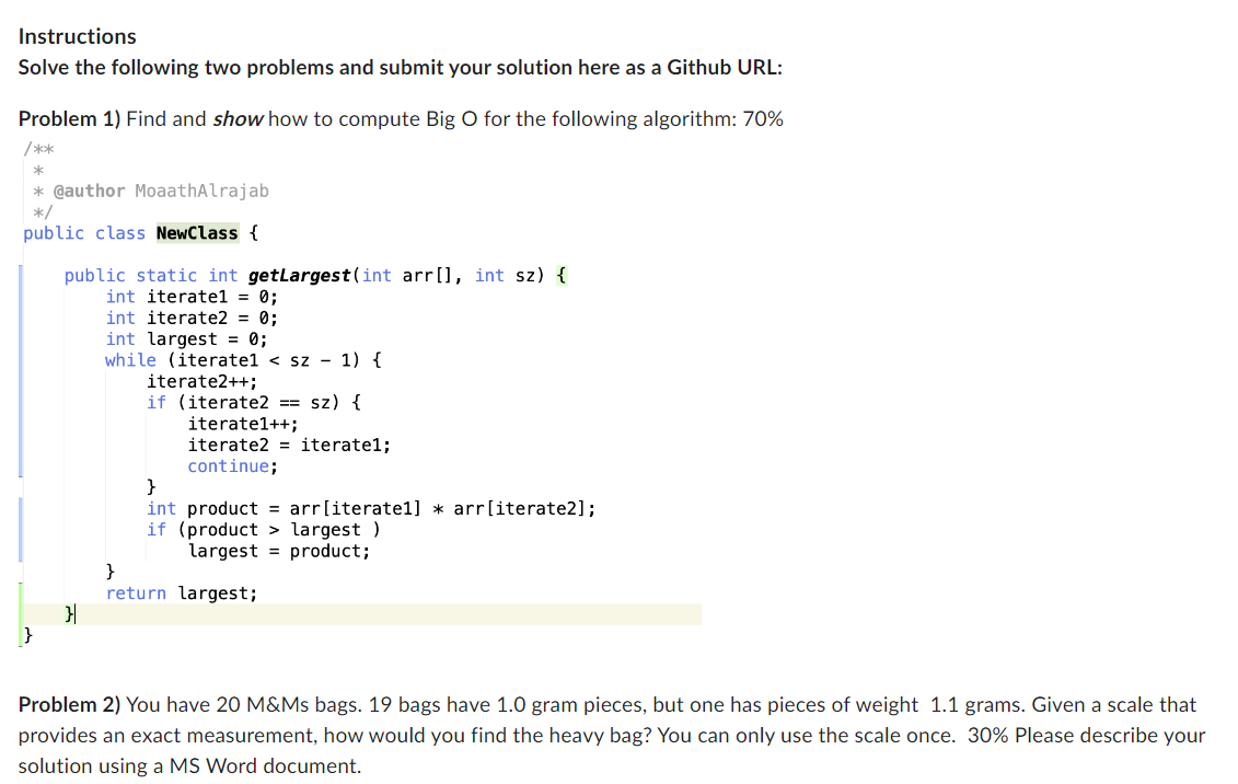  Instructions Solve the following two problems and submit your solution here