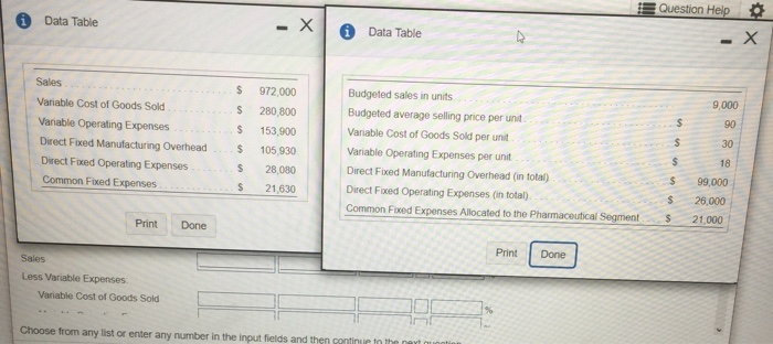 data. the right table is budgeted data t Question Help * Clayton