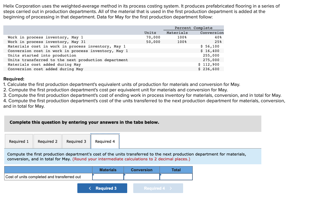 production department is added at the beginning of processing in that department.