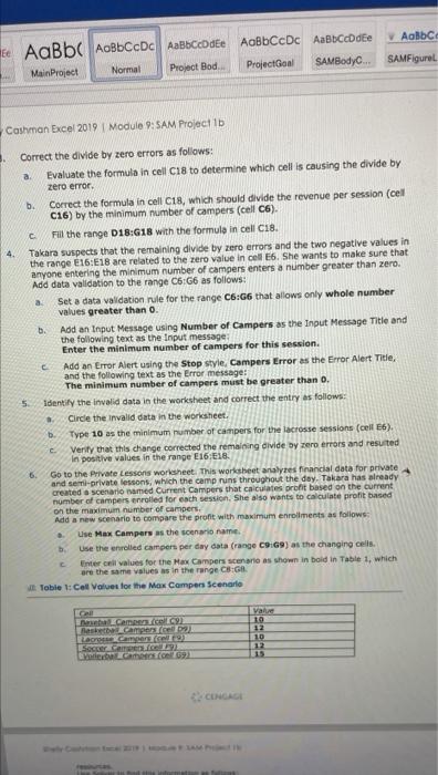 1b SC Green Lake Sports Camp FORMULA AUDITING. DATA VAUDATION AND COMPLEX