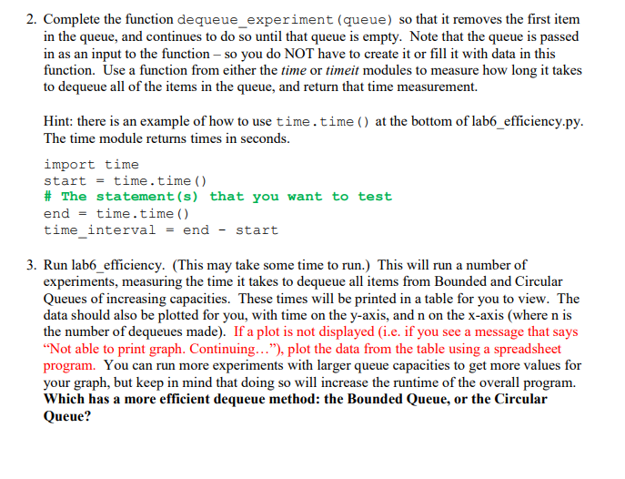 plot2 def enqueue_experiment(queue_class , queue_size ): ''' This function will enqueue elements