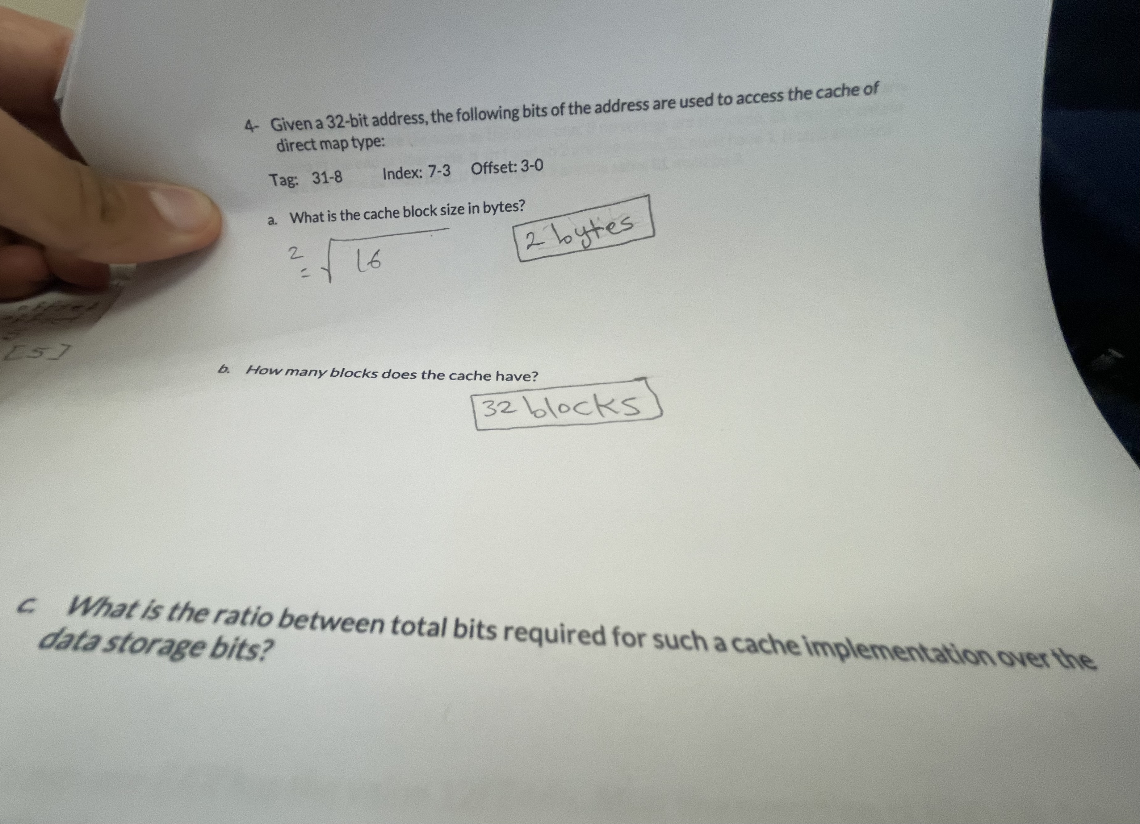  Question 4: make sure to answer it correctly! Given a 32-bit