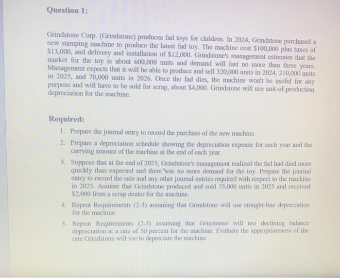 pls show step by step on how to solve it Grindstone Corp.