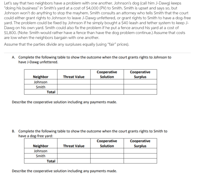  Let's say that two neighbors have a problem with one another.
